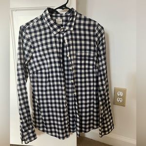 JCrew gingham button down. Navy and white